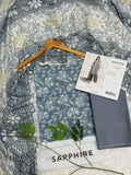 SAPPHIRE Premium Lawn 3PC Unstitched Suit – Soft Grey Floral