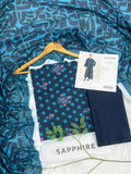 SAPPHIRE Premium Lawn 3PC Unstitched Suit – Royal Blue