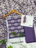 SAPPHIRE Premium Lawn 3PC Unstitched Suit – Lavender Purple