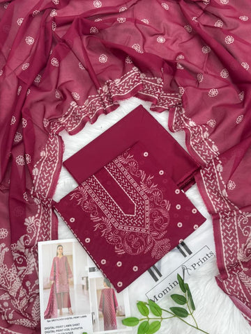 Momina Prints Premium Digital Lawn – 3 Piece Unstitched Suit | Ruby Rose